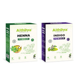 Aithihya Herbals 100% Pure Henna & Indigo Powder Combo | Natural Herbal Hair Color Kit for Brown to Black Shades | Chemical-Free Hair Dye & Conditioner | Safe for Men & Women | 2 x 50g Packs