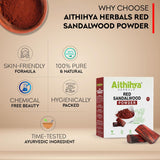 'Aithihya Herbals Red Sandalwood Facepack Powder 100g | 100% Pure Lal Chandan Ayurvedic Face Pack for Glowing Skin, Acne & Pimple Care, Blemish Fading, Tan Removal & Even Skin Tone | No Chemicals Added