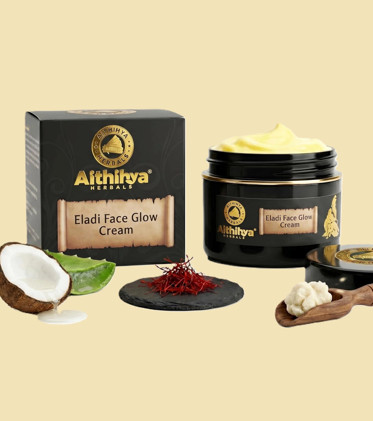 Aithihya Herbals Ayurvedic Eladi Face Glow Day Cream | Brightens Skin, Improves Complexion & Hydration | Herbal Skin Care for All Skin Types | 50 g
