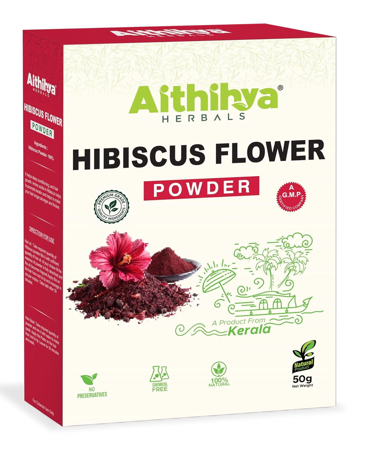 Herbals 100% Pure Hibiscus Flower Powder for Hair – Natural Herbal Conditioner for Hair Conditioning, Shine & Hair Care – 50 g