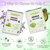 Aithihya Herbals 100% Pure Henna & Indigo Powder Combo | Natural Herbal Hair Color Kit for Brown to Black Shades | Chemical-Free Hair Dye & Conditioner | Safe for Men & Women | 2 x 50g Packs