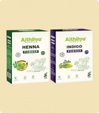 Aithihya Herbals 100% Pure Henna & Indigo Powder Combo | Natural Herbal Hair Color Kit for Brown to Black Shades | Chemical-Free Hair Dye & Conditioner | Safe for Men & Women | 2 x 50g Packs